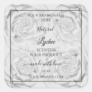 Floral Product Packaging Labels Light Grey Roses