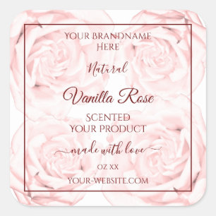 Floral Product Packaging Labels Light Pink Roses