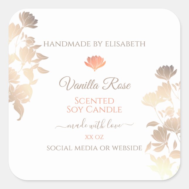 Floral Product Packaging Labels White Rose Gold (Front)