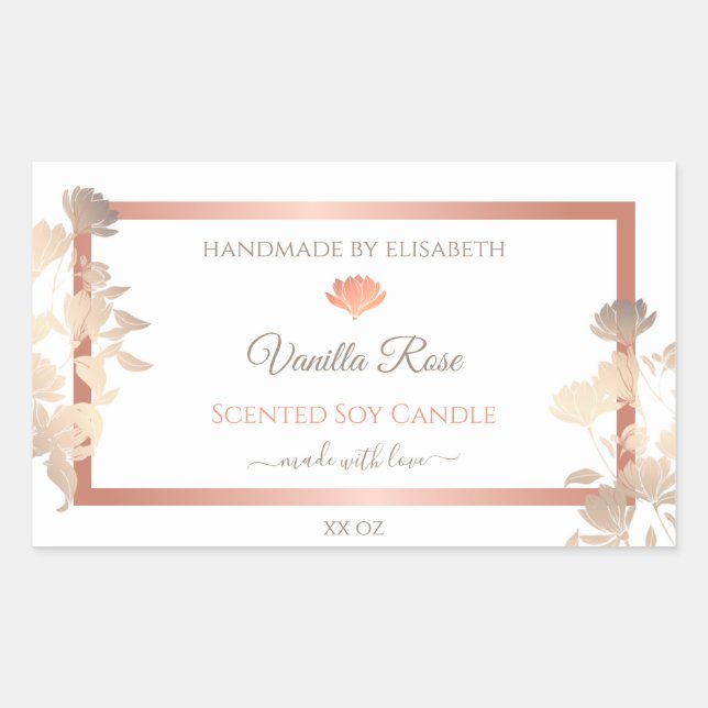 Floral Product Packaging Labels White Rose Gold (Front)