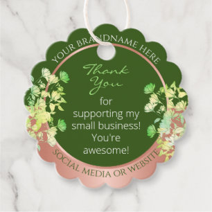 Floral Product Supplies Forest Green and Rose Gold Favour Tags