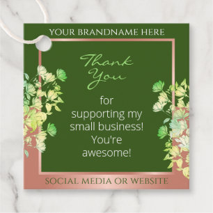 Floral Product Supplies Forest Green and Rose Gold Favour Tags