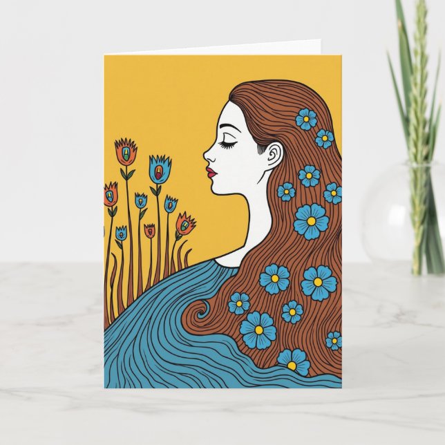 Floral Profile Mothers Day Card (Front)