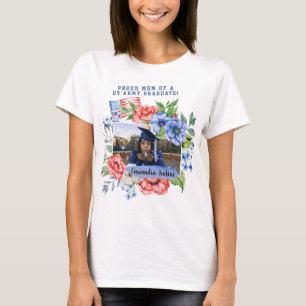 Floral Proud Mum of a Military Graduate Photo  T-Shirt