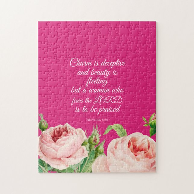 Floral Proverbs 31:30  Jigsaw Puzzle (Vertical)