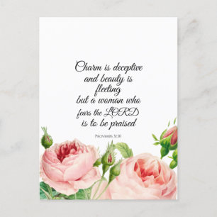Floral Proverbs 31:30 Postcard