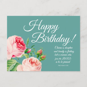 Floral Proverbs 31 Birthday Postcard