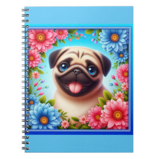 Floral Pug Notebook