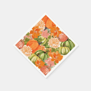 Floral Pumpkin 1st Birthday Fall Napkin