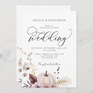 Floral Pumpkin All in 1 Budget QR Code Wedding Invitation