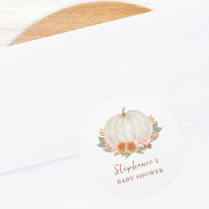 Floral Pumpkin Baby Shower Classic Round Sticker
