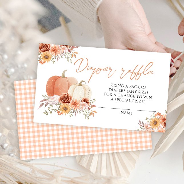 Floral Pumpkin Baby shower Diaper raffle cards (Creator Uploaded)