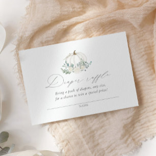 Floral Pumpkin Baby Shower Diaper Raffle Ticket Enclosure Card