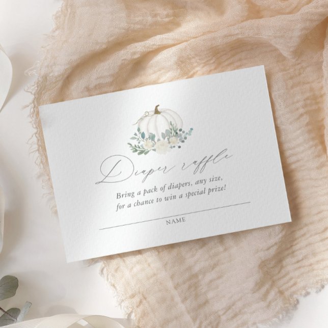 Floral Pumpkin Baby Shower Diaper Raffle Ticket Enclosure Card (Creator Uploaded)
