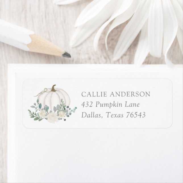 Floral Pumpkin Baby Shower Return Address Label (Insitu)