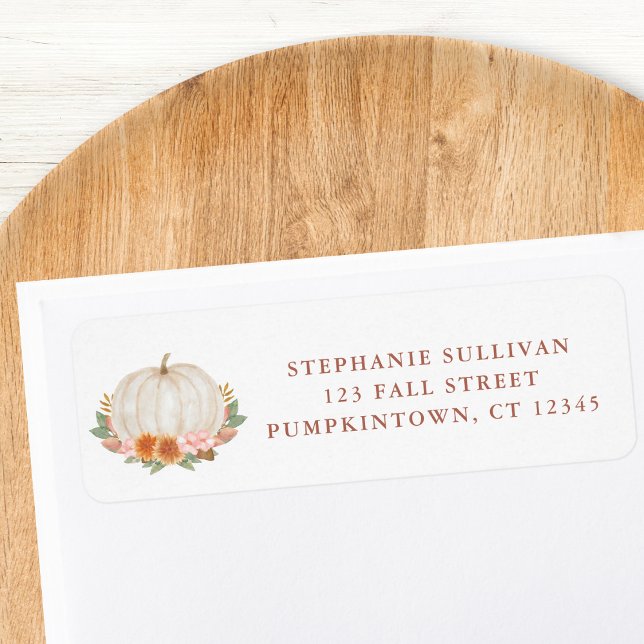 Floral Pumpkin Baby Shower Return Address Label (Creator Uploaded)