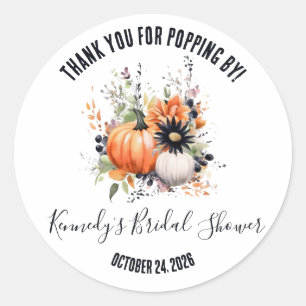 Floral Pumpkin Bouquet Bridal Shower Favour Classic Round Sticker