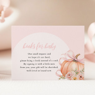 Floral Pumpkin Bow Baby Shower Books for Baby Enclosure Card