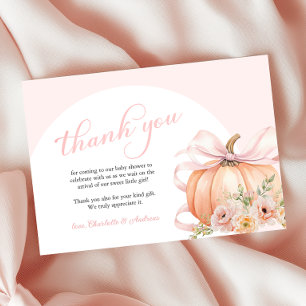 Floral Pumpkin Bow Baby Shower Thank You Card