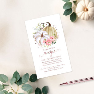 Floral Pumpkin Bridal Shower Recipe Request Enclos Enclosure Card