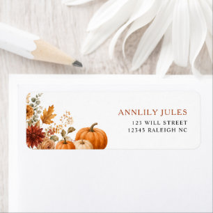 Floral Pumpkin Bridal Shower Return Address Label