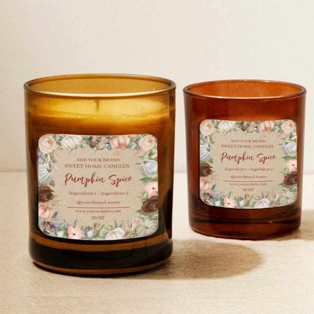 Floral Pumpkin Craft Paper Product Label (#zazzlemade #fallpumpkin)