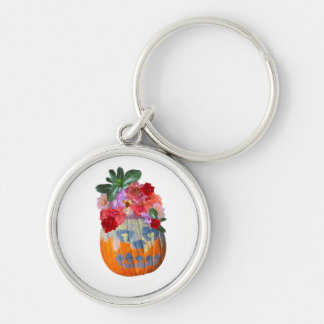 Floral Pumpkin Cutout Design for Autumn Spring Key Ring