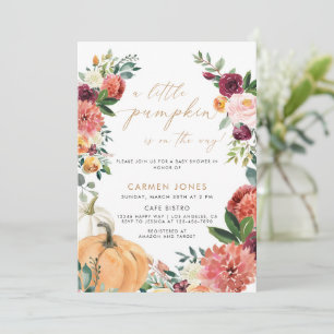 Floral Pumpkin Fall Baby Shower Gender Neutral Invitation