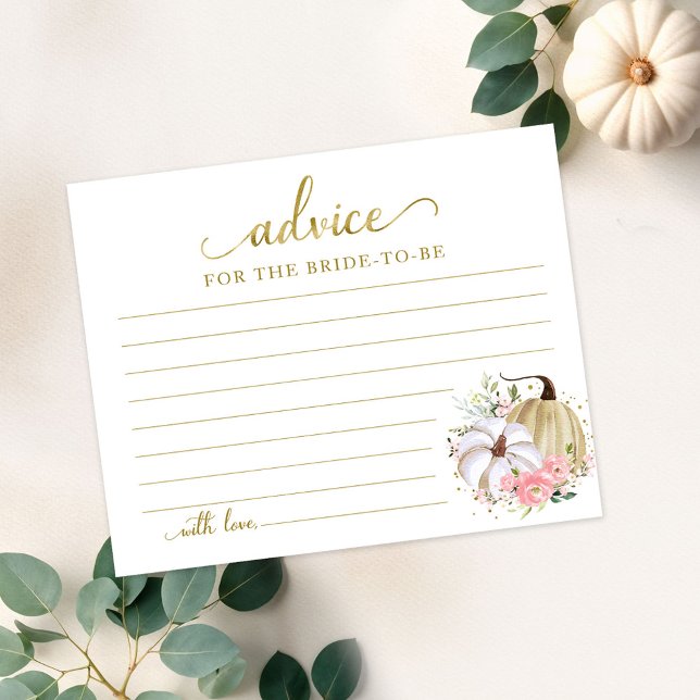Floral Pumpkin Fall Bridal Shower Advice Cards (Creator Uploaded)