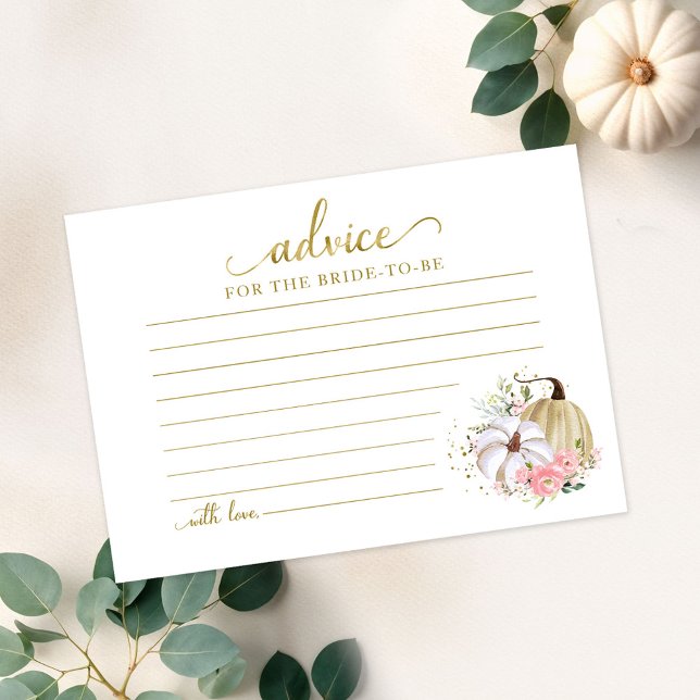 Floral Pumpkin Fall Bridal Shower Advice Cards (Creator Uploaded)