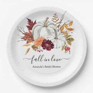 Floral Pumpkin Fall Bridal Shower Paper Plates 