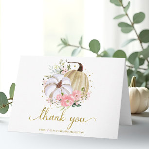 Floral Pumpkin Fall Bridal Shower Thank You Card