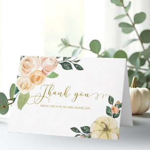 Floral Pumpkin Fall Bridal Shower Thank You Invita Card