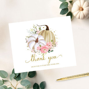 Floral Pumpkin Fall Bridal Shower Thank You Postcard