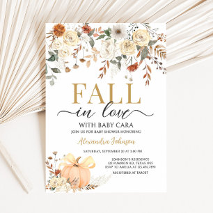 Floral Pumpkin Fall in Love Baby Shower Invitation