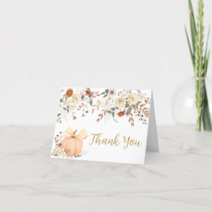 Floral Pumpkin Fall in Love Baby Shower Thank You Card