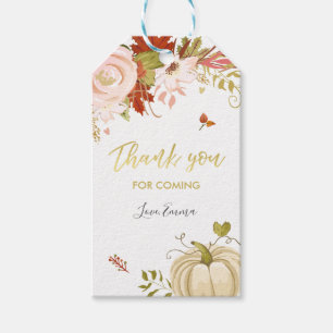 Floral Pumpkin Favour Tag Autumn Fall Thank you