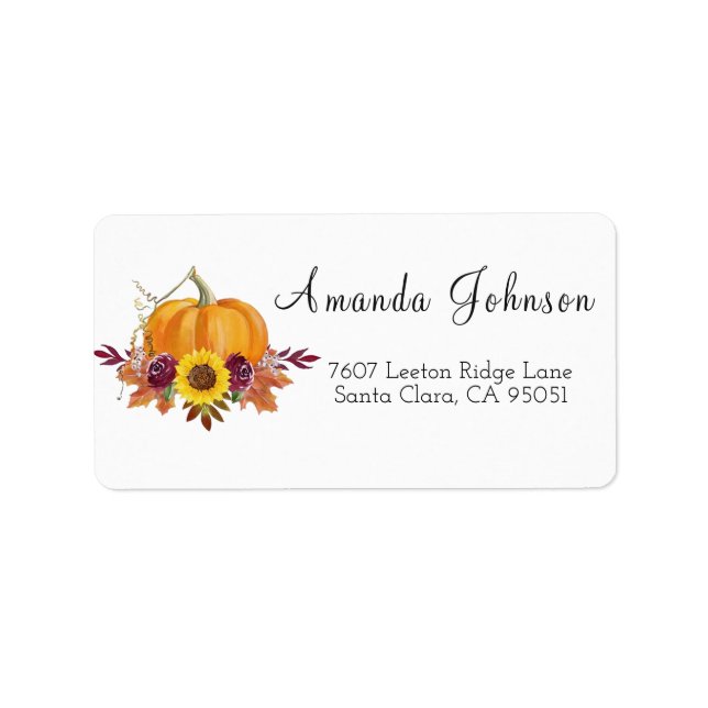 Floral Pumpkin Floral Bridal Shower  Label (Front)
