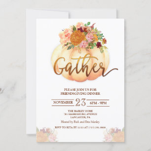 Floral Pumpkin Friendsgiving Dinner Invitation
