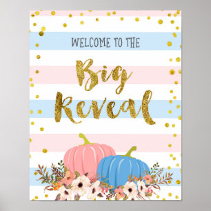 Floral Pumpkin Gender Reveal Welcome Sign