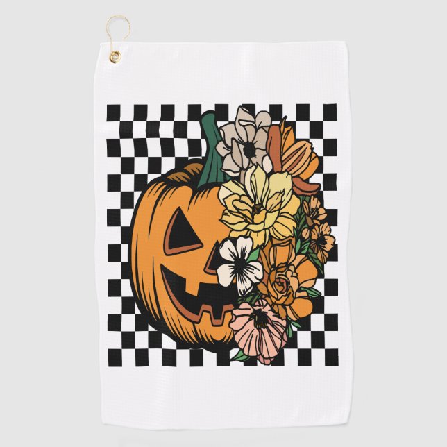 Floral Pumpkin Golf Towel (Front)