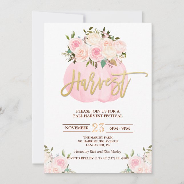 Floral Pumpkin Harvest Festival Invitation (Front)