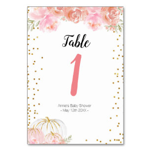 Floral Pumpkin Modern Table Number