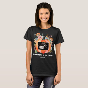 Floral Pumpkin Pregnancy Announcement Ultrasound T-Shirt