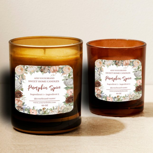 Floral Pumpkin product label (#zazzlemade #fall #pumpkinlabel #pumpkinautumn)
