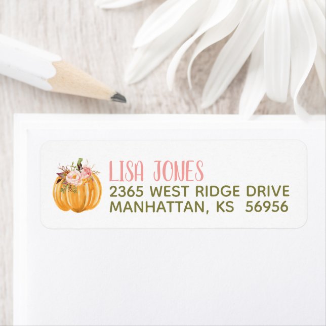 Floral Pumpkin Return Address Label (Insitu)