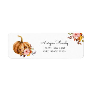 Floral Pumpkin Return Address Label