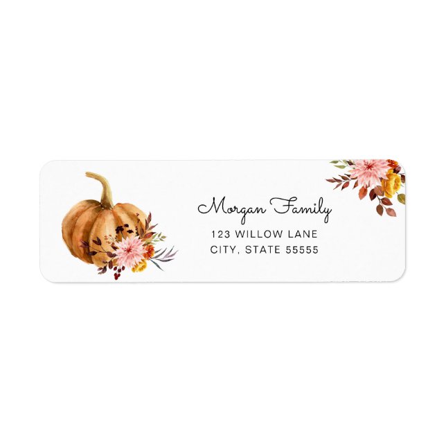 Floral Pumpkin Return Address Return Address Label (Front)
