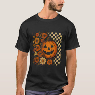 Floral Pumpkin Shirt Retro Halloween Fall Flowers