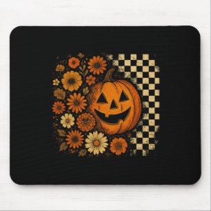 Floral Pumpkin Shirt Retro Halloween Fall Flowers Mouse Pad
